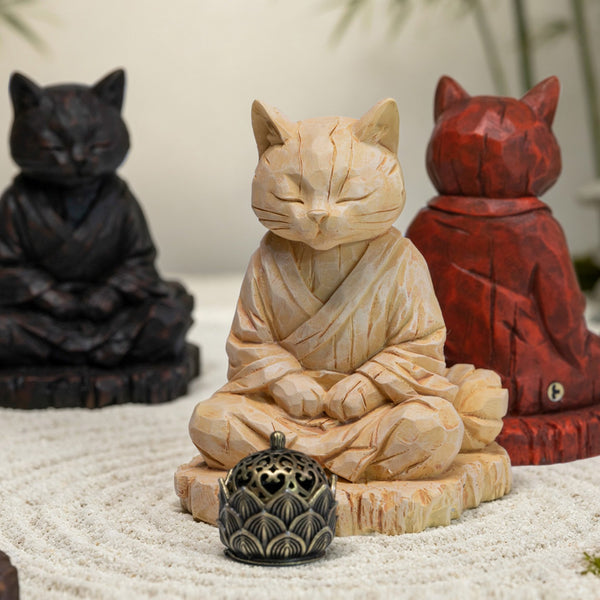 JXK 木刻禪貓 Zen Cat Woodcarving (預購商品)