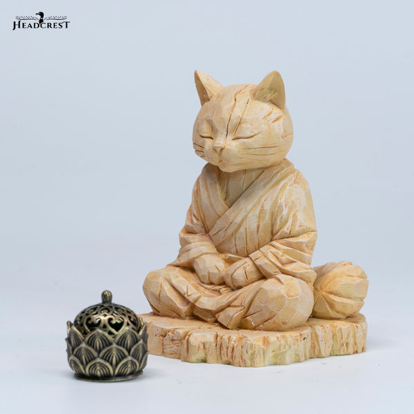 JXK 木刻禪貓 Zen Cat Woodcarving (預購商品)